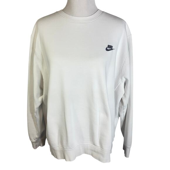 Vintage 90s Nike Swoosh White Sweatshirt Size XL Grunge Rap 90s Crewneck - Picture 1 of 5
